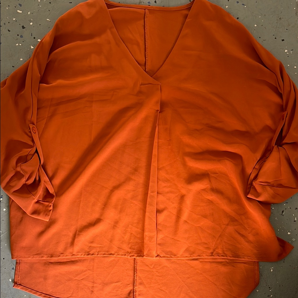 Shein Orange Boxy Blouse Relaxed Fit